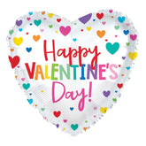 17 Inch White Colorful Heart Rainbow Happy Valentine's Day Small Hearts Foil Balloon